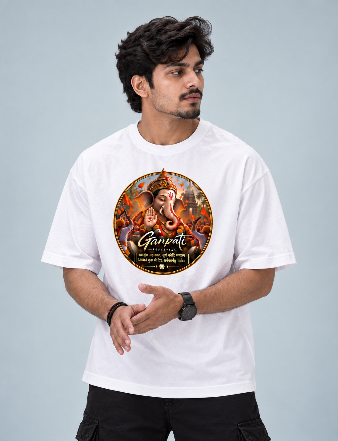 Ganpati Mantra Oversized T-Shirt – Unisex Streetwear Jersey